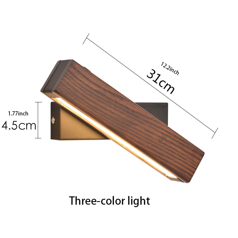 Wooden wall lamp rotatable bedside wall lamp led