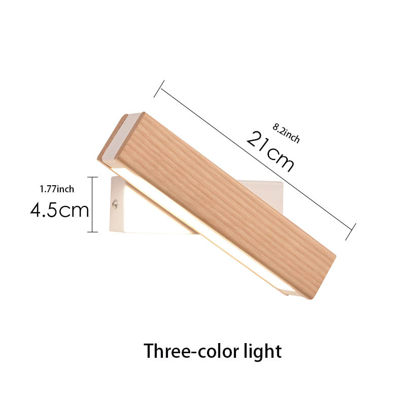 Wooden wall lamp rotatable bedside wall lamp led